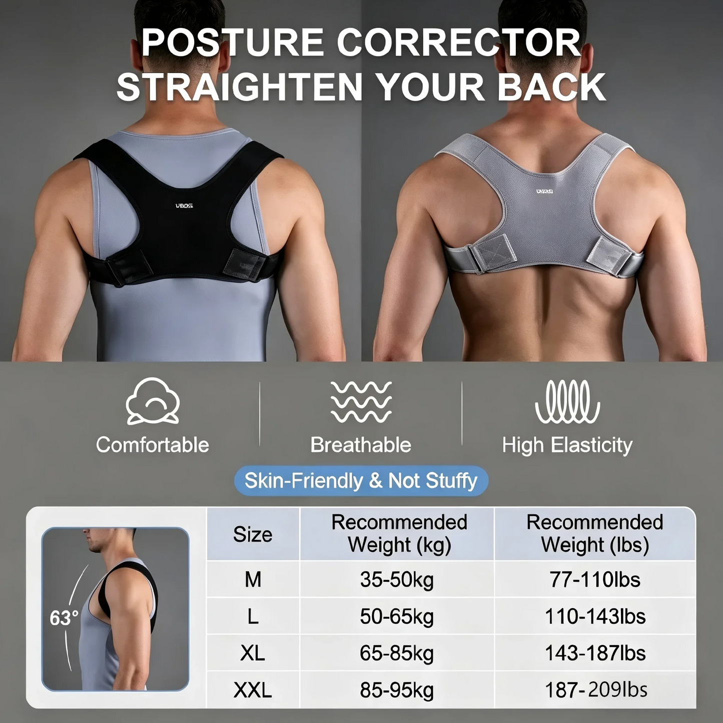 Adjustable Posture Corrector Metal Back