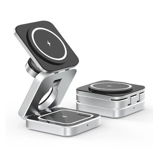 Travel 3 in 1 Magnetic Wireless Charger Foldable Stand Dock