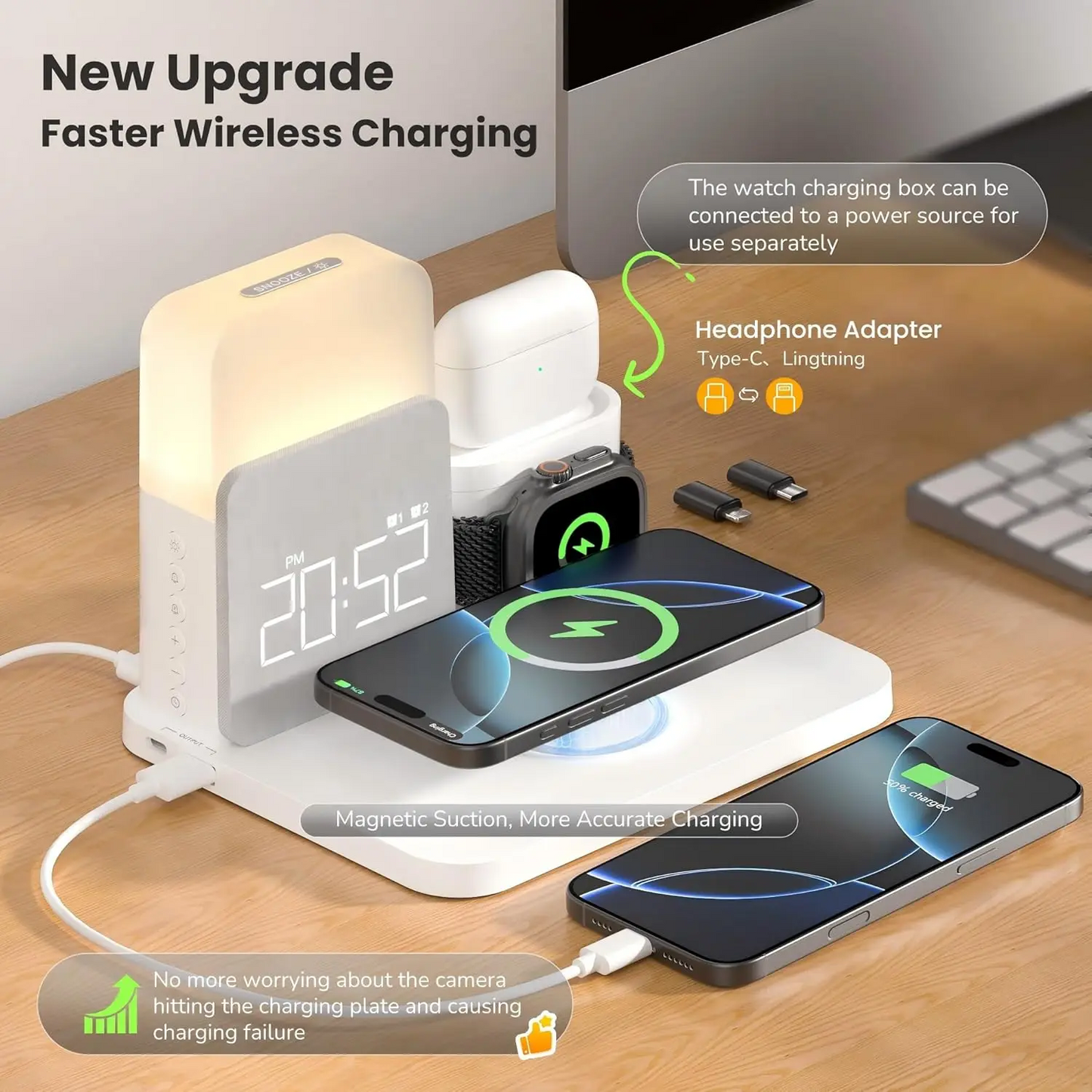 7-in-1 MagSafe Alarm Clock Charger-Wireless Station