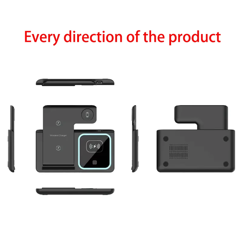 Desktop Foldable 3 In 1 Wireless Charger Stand Pad