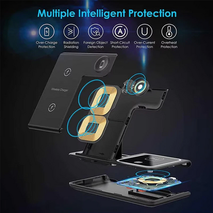 Desktop Foldable 3 In 1 Wireless Charger Stand Pad