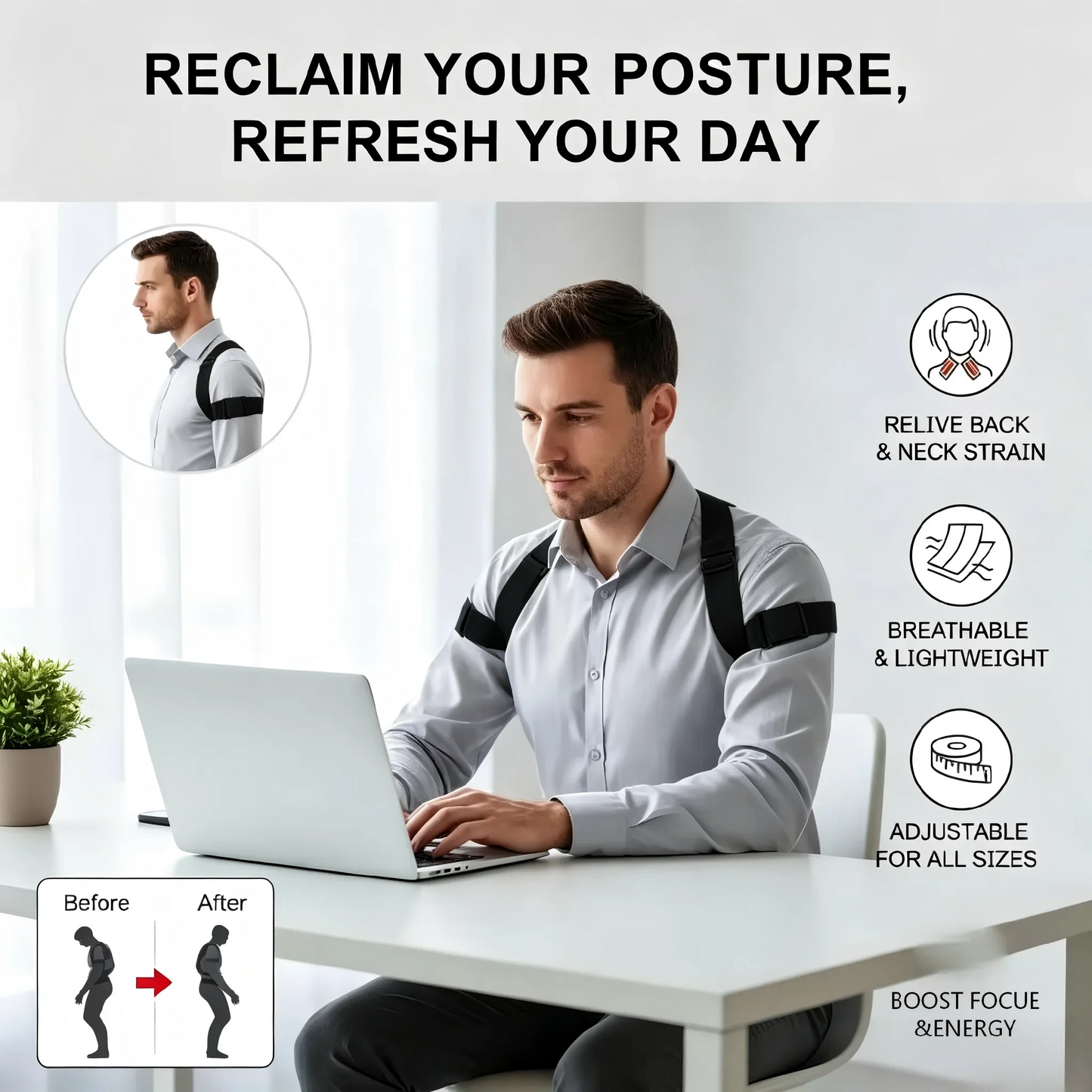 Adjustable Posture Corrector Metal Back