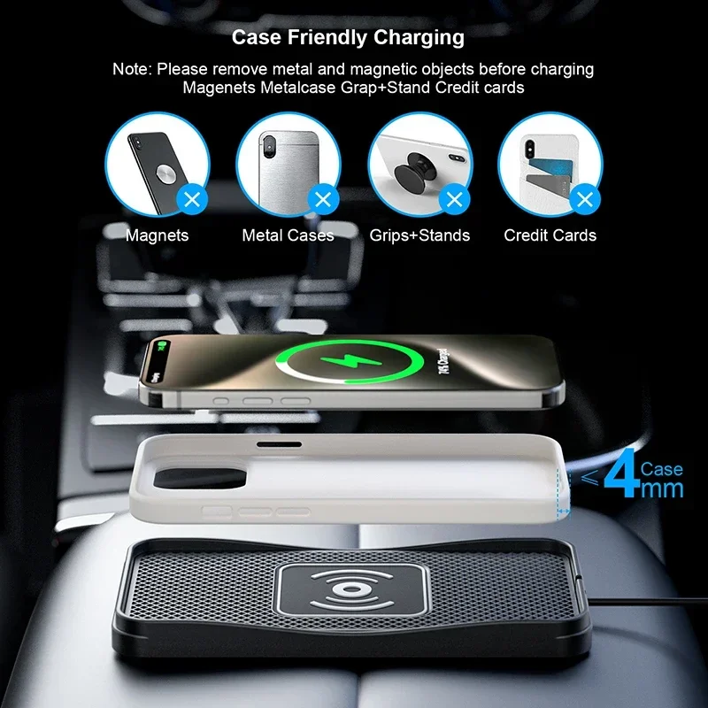 15W Car Wireless Charger Silicone Anti-skid Pad