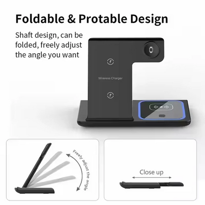 Desktop Foldable 3 In 1 Wireless Charger Stand Pad