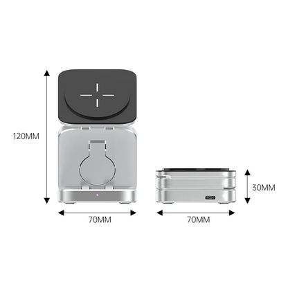 Travel 3 in 1 Magnetic Wireless Charger Foldable Stand Dock